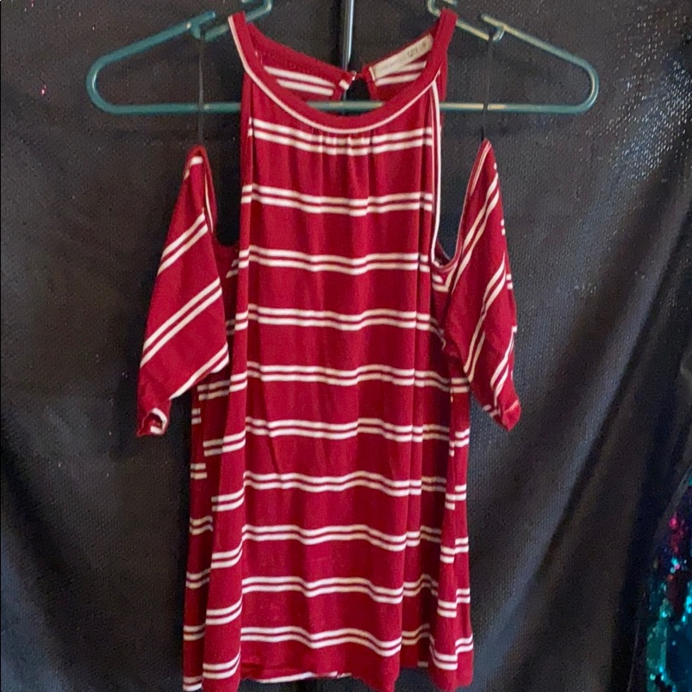 Peek a Boo Striped Shoulder Blouse